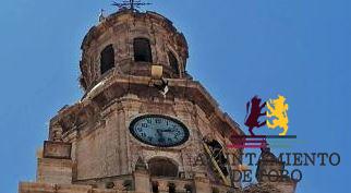 Los bomberos de Toro liberan a una cig&uuml;e&ntilde;a del Arco del Reloj en un complicado rescate